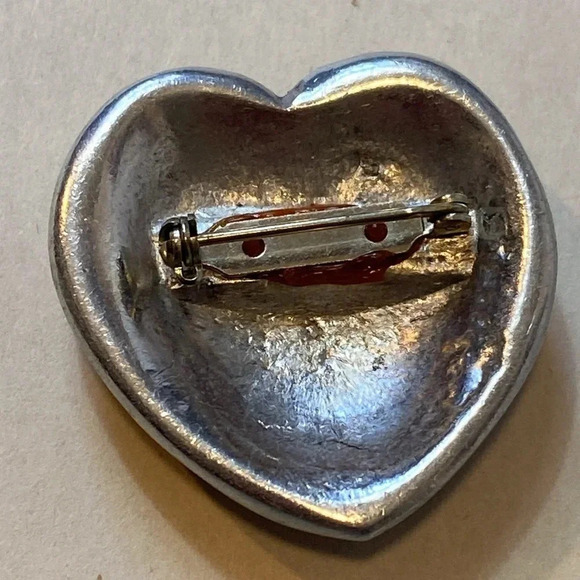 One-of-a-kind Lee Benner Mixed Metal Pocket Heart Brooch-Signed - Picture 2 of 5